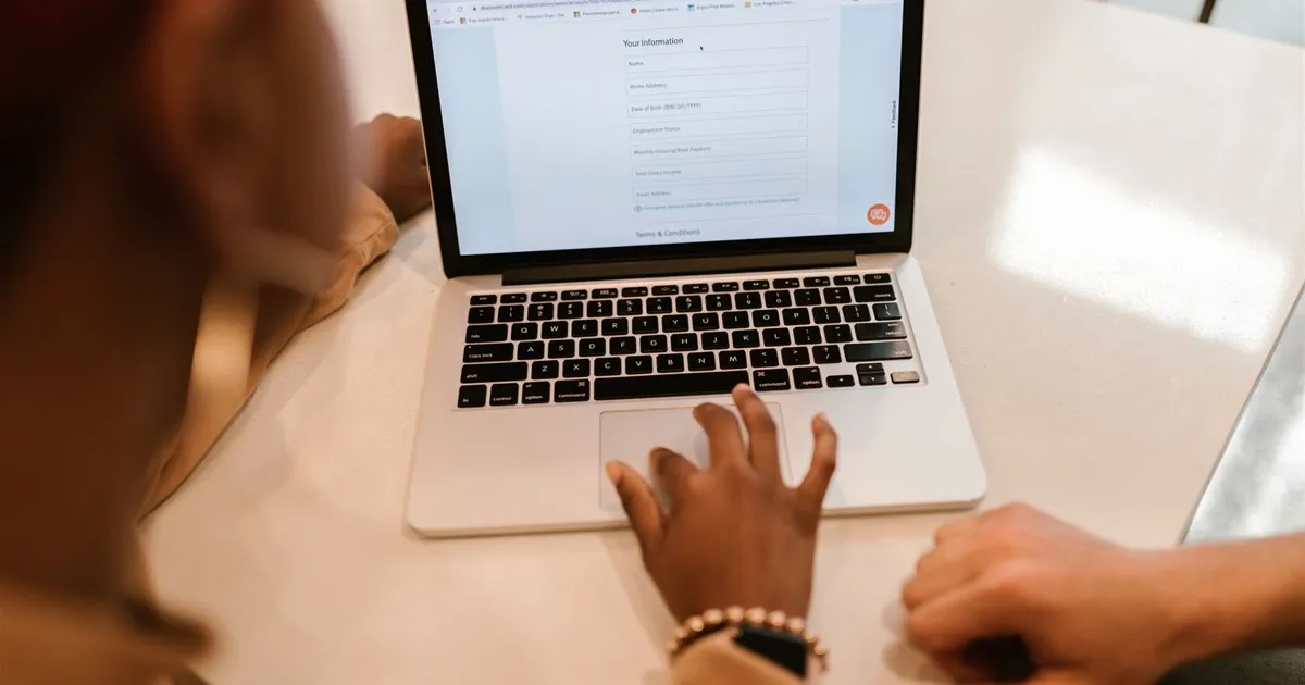 Filling out a loan application online in Canada