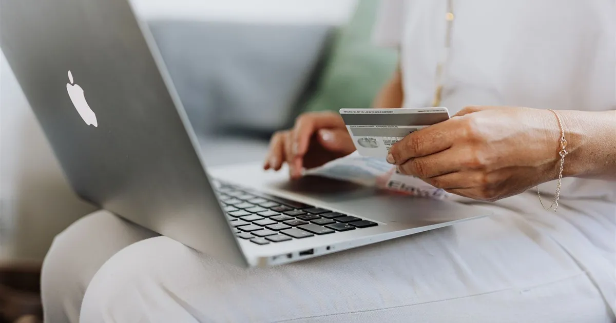 Online banking on a laptop in Canada