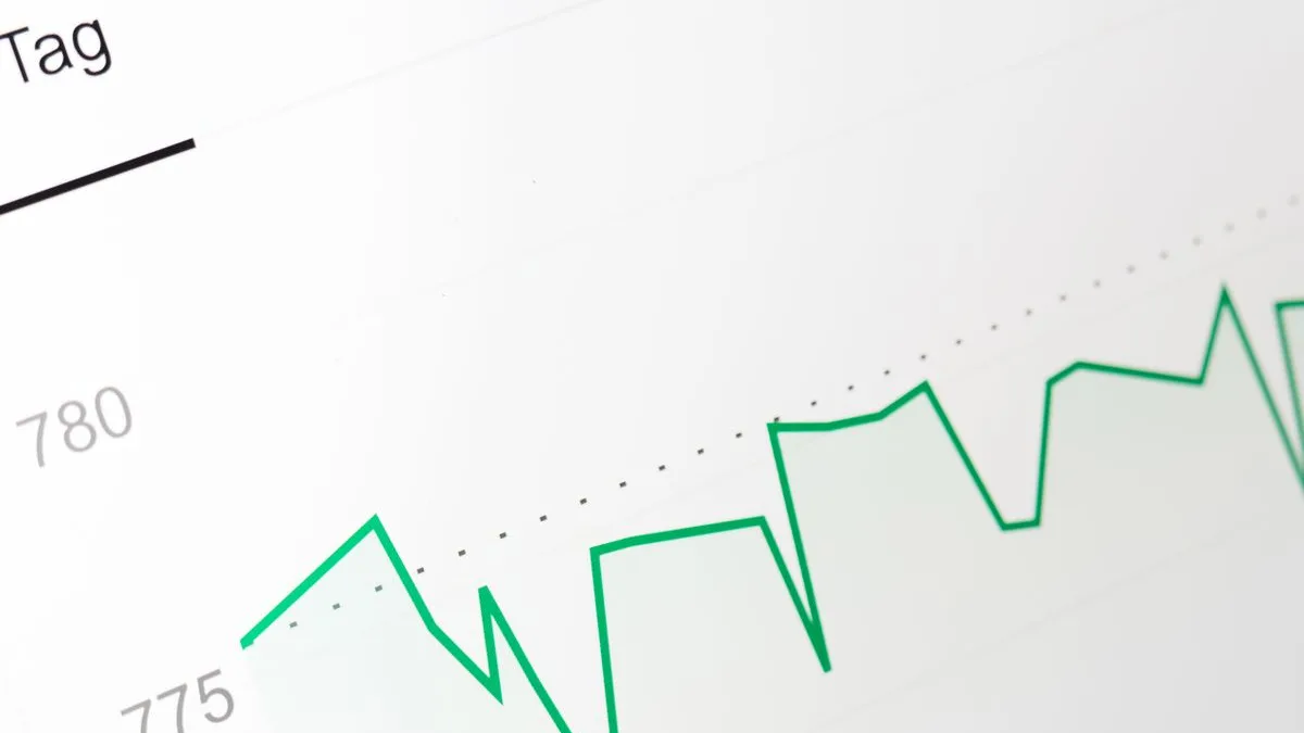 Interest rate trend graph on a laptop screen