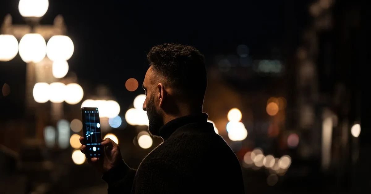 Newcomer to Canada using a phone in the city