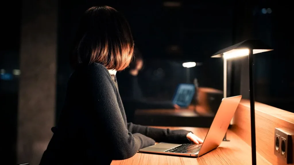 Woman applying any time of day for a quick loan no phone calls