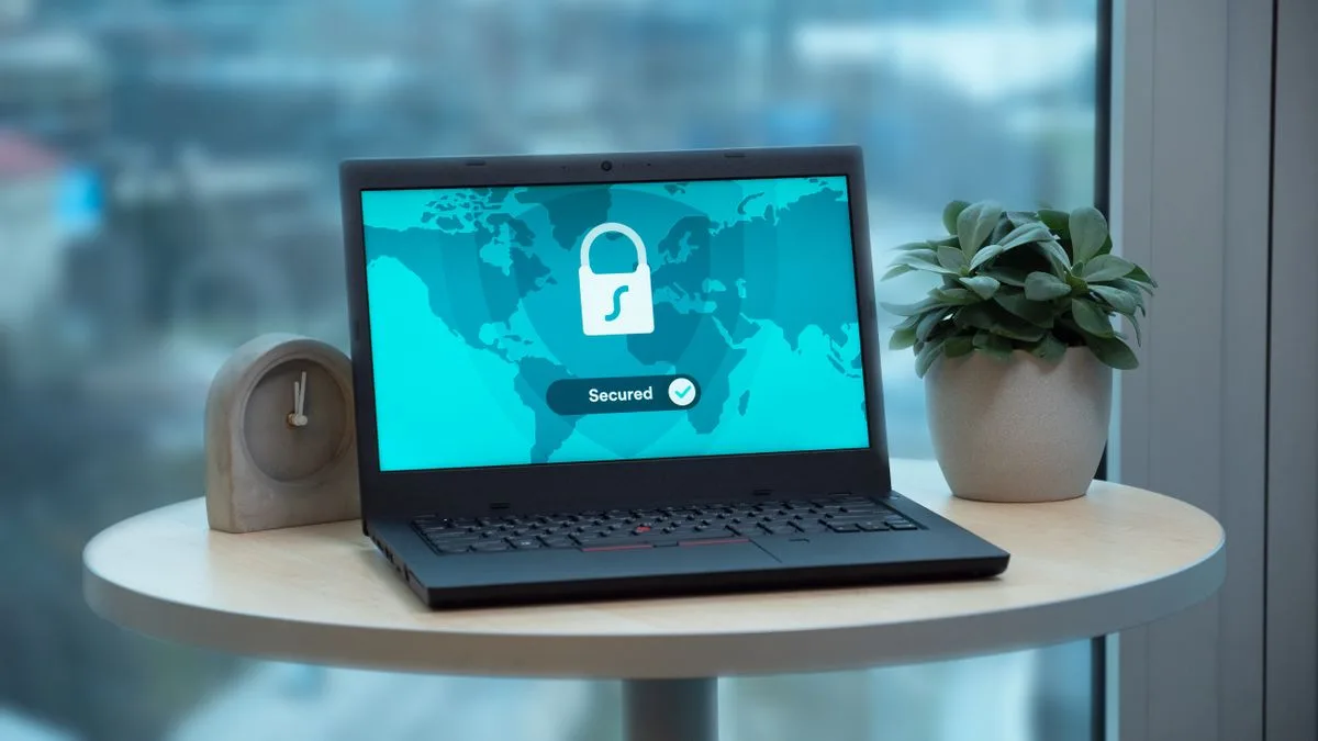 Secured laptop screen showing the privacy of a quick loan no phone calls